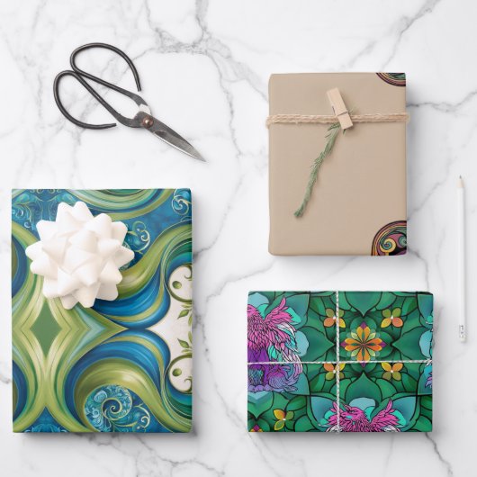 Einzigartiges Set für das Wrapping von Papierblätt Geschenkpapier Set (Vorderseite)