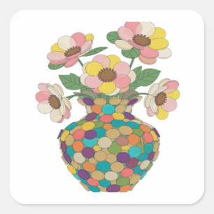 Einzigartiges silbernes abstraktes Sticker-Design Quadratischer Aufkleber