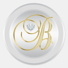 Einzigartiges Silver Gold Mit Monogramm Initial 'B Runder Aufkleber