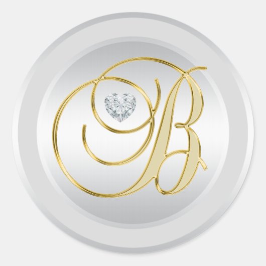 Einzigartiges Silver Gold Mit Monogramm Initial 'B Runder Aufkleber (Vorderseite)