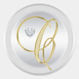 Einzigartiges Silver Gold Mit Monogramm Initial 'C Runder Aufkleber