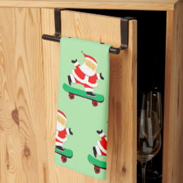 Einzigartiges Skateboarding Santa Geschirrtuch