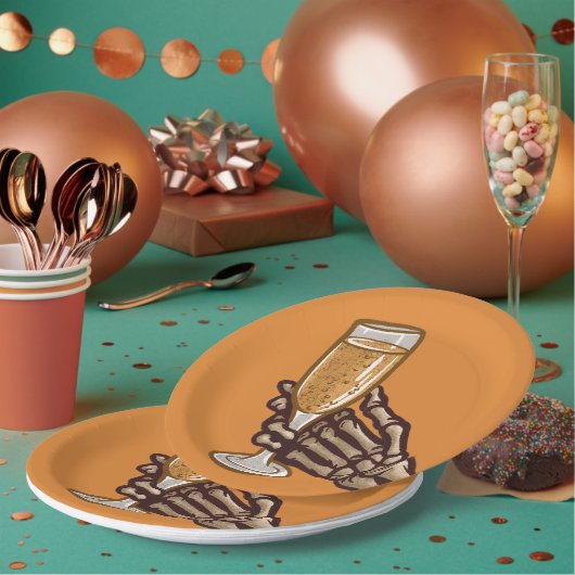 Einzigartiges Skelton Hand & Drink Erwachsene Hall Pappteller (Multi)