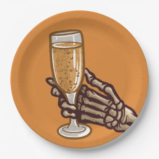 Einzigartiges Skelton Hand & Drink Erwachsene Hall Pappteller (Vorderseite)