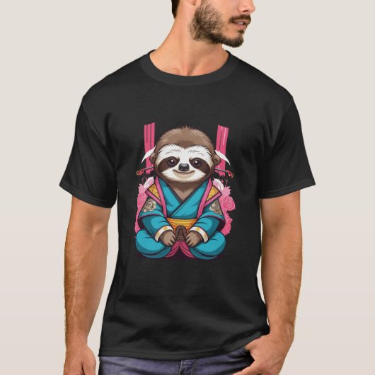 Einzigartiges Sloth Samurai-Cooles und komisches T T-Shirt (Vorderseite)