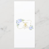 Einzigartiges Spring Blue Floral Gold-Kommunion-Me Menükarte (Rückseite)