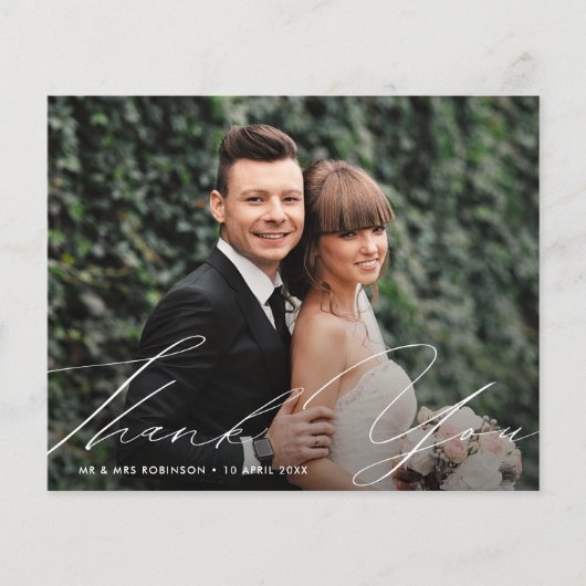 einzigartiges stylisches Skript danke Karte (Vorderseite)