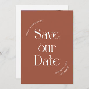 Einzigartiges stylisches Typografie Terracotta-Fot Save The Date