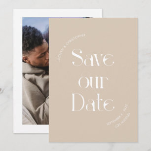 Einzigartiges stylisches Typografy Cream Beige Fot Save The Date