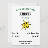 Einzigartiges Superhero Phantastisch Girl Geburtst Einladung (Rückseite)