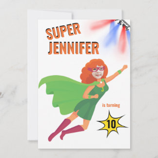 Einzigartiges Superhero Phantastisch Girl Geburtst Einladung
