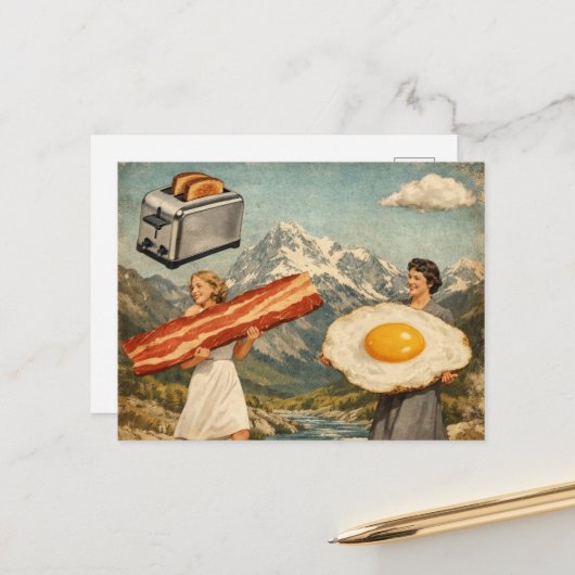 Einzigartiges Surrealistisches Frühstück Frau Spec Postkarte (Vorderseite/Rückseite Beispiel)