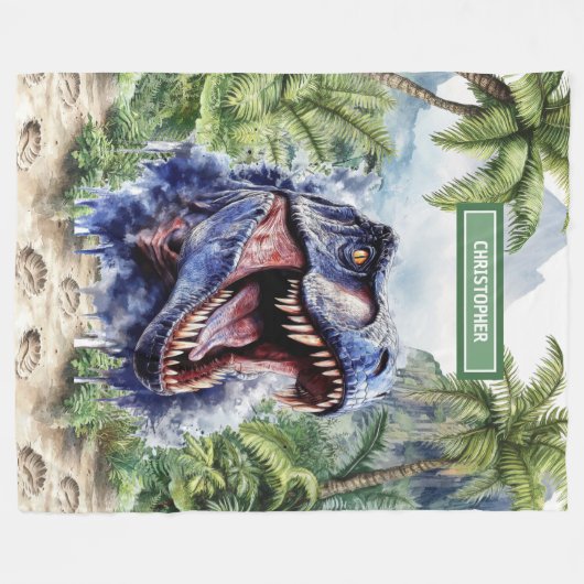 Einzigartiges T-Rex-Blanket Personalisiertes Gebur Fleecedecke (Vorderseite (Horizontal))