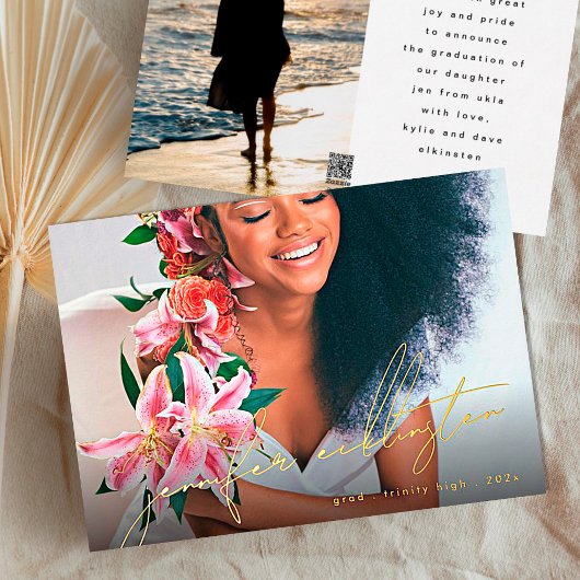 Einzigartiges Template Foto Real Gold Abschluss Folieneinladung