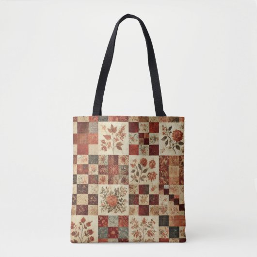 Einzigartiges Terracotta Quilt & Patchwork Rustika Tasche (Vorderseite)
