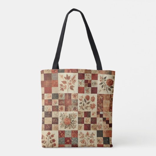 Einzigartiges Terracotta Quilt & Patchwork Rustika Tasche (Rückseite)