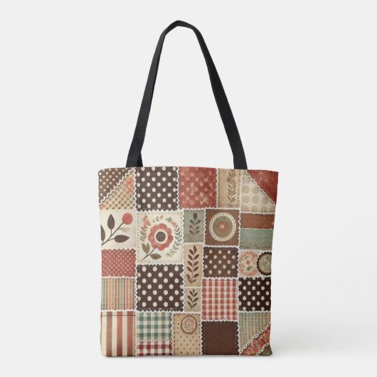 Einzigartiges Terracotta Quilt & Patchwork Rustika Tasche (Rückseite)
