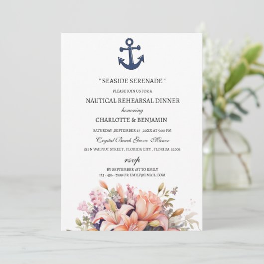 Einzigartiges Themed Beach Probe Dinner Einladung (Stehend Vorderseite)