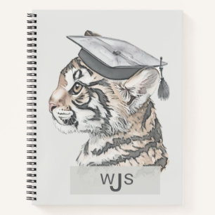 Einzigartiges Tiger-Abschluss-Thema-Monogramm Spir Notizblock