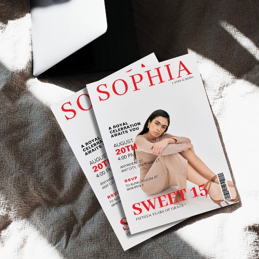 Einzigartiges Titelblatt des Fotos quinceanera Einladung