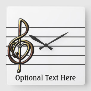 Einzigartiges Treble Clef Music-Personal personali Quadratische Wanduhr