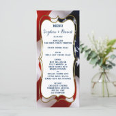 Einzigartiges, trendiges Hochzeitsmenü der US-Flag Menükarte (Stehend Vorderseite)