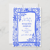 Einzigartiges Trendy Blue Doodle Hand Save the Dat Einladung (Vorderseite)