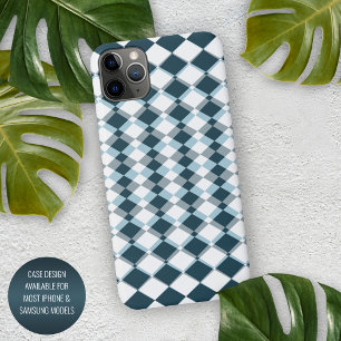Einzigartiges Türkis-Blau-Grau-Quadrate-Mosaik-Kun iPhone 16 Pro Max Hülle