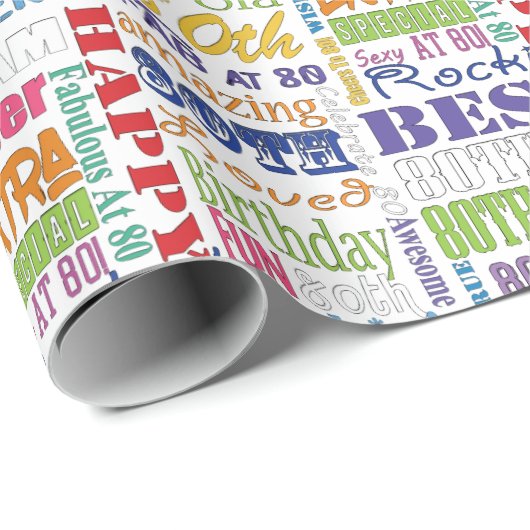 Einzigartiges und besonderes 80. Geburtstagsparty- Geschenkpapier (Rolleneckpunkt)