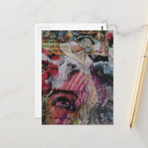 Einzigartiges und farbenfrohes abstraktes Gesicht  Postkarte