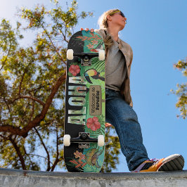 Einzigartiges und lebendiges Watercolor Aloha Trop Skateboard