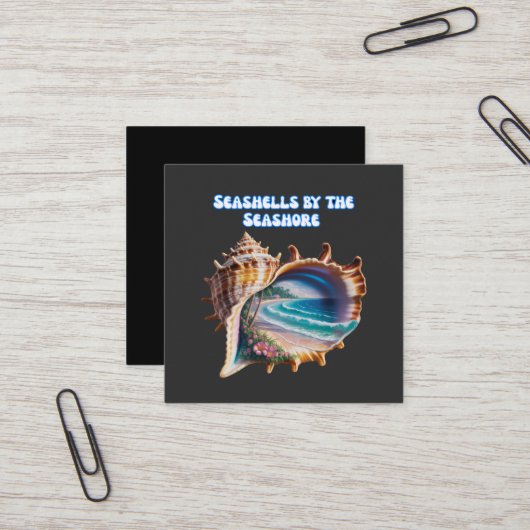 Einzigartiges und modernes Muschelgeschäft Quadratische Visitenkarte (Vorderseite/Rückseite Beispiel)