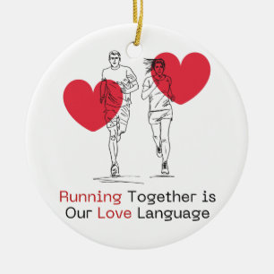 Einzigartiges Valentinstag-Sake-Paar-Läufer-Gesche Keramik Ornament
