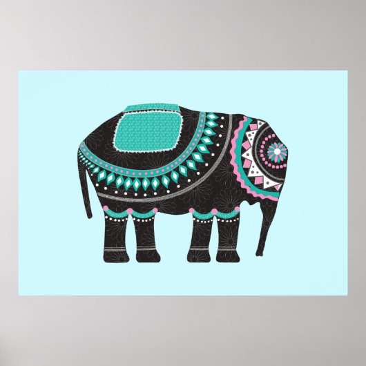 Einzigartiges Verziertes Elefantendesign, modern Poster (Vorne)