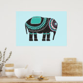 Einzigartiges Verziertes Elefantendesign, modern Poster (Küche)