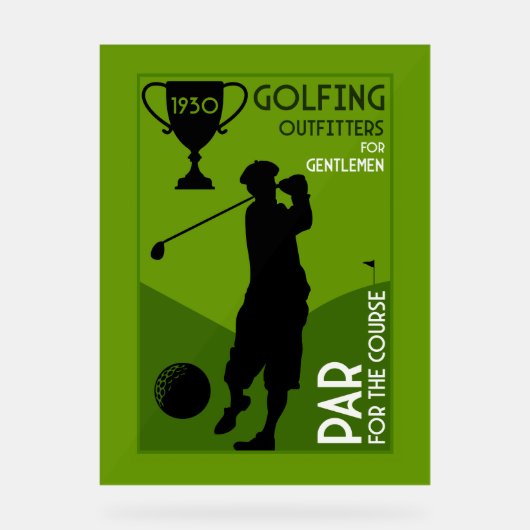 Einzigartiges Vintages Golfgeschenk Acrylschild (Vorderseite)