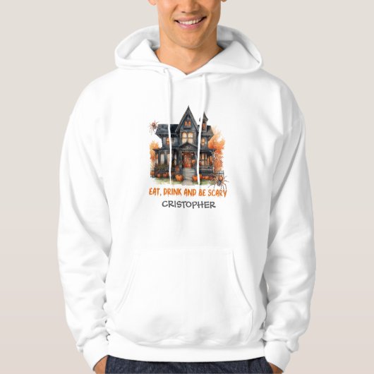 Einzigartiges Vintages Halloween-Spuk Haus Hoodie (Vorderseite)