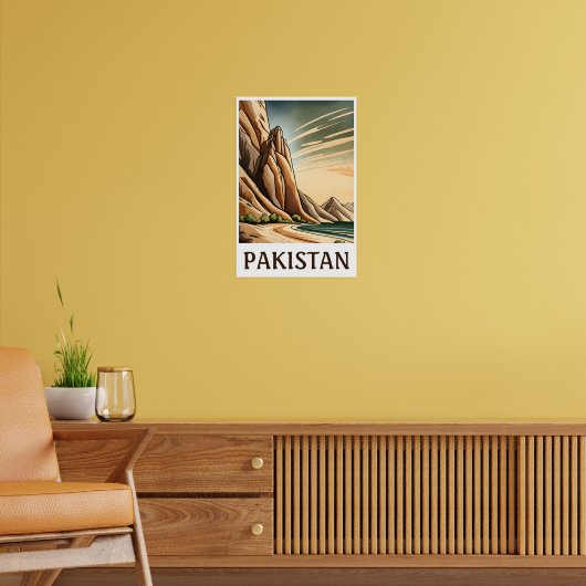 Einzigartiges Vintages Pakistan Illustrations-Post Poster (Wohnzimmer 2)