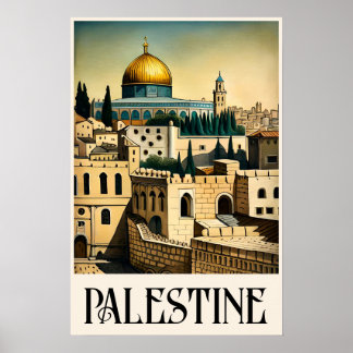 Einzigartiges Vintages Style Illustration Jerusale Poster