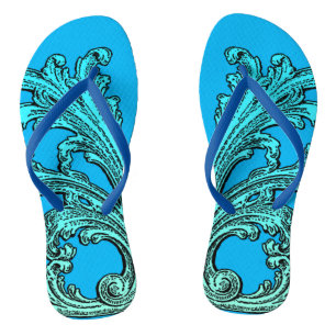 Einzigartiges Vintages Swirl Ombre Blue Design Badesandalen