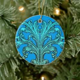 Einzigartiges Vintages Swirl Ombre Blue Design Keramik Ornament