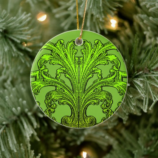 Einzigartiges Vintages Swirl Ombre Green Design Keramikornament (Baum)