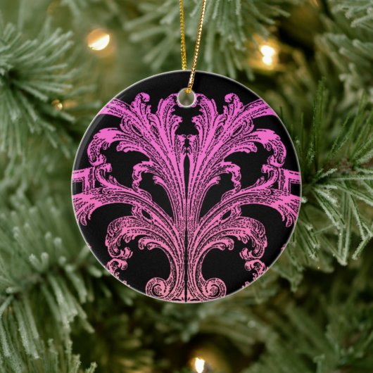 Einzigartiges Vintages Swirl Ombre Pink-Design Keramikornament (Baum)
