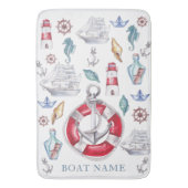 Einzigartiges Wasserfarbenboot Personalisiert Badematte (Vorderseite Vertikal)