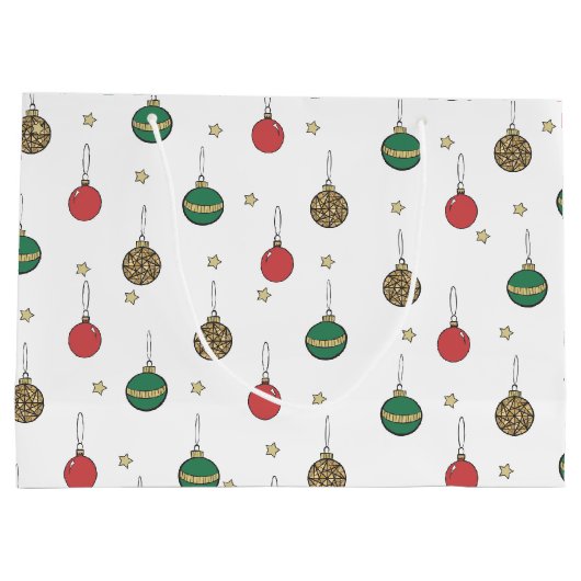 Einzigartiges Weihnachtsbaummuster Große Geschenktüte (Rückseite)