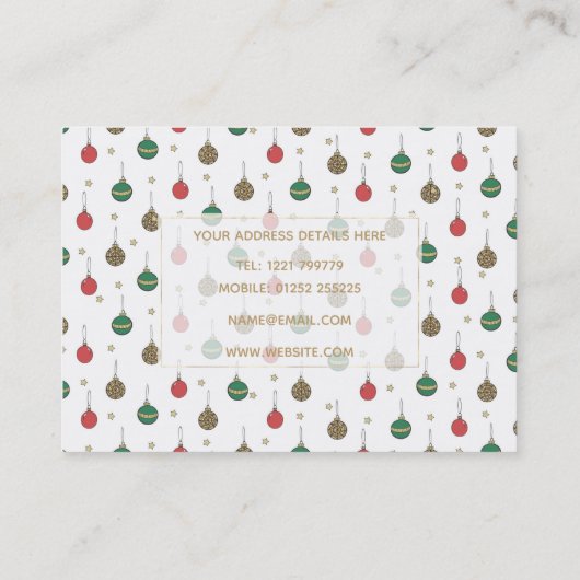 Einzigartiges Weihnachtsbaummuster Visitenkarte (Rückseite)