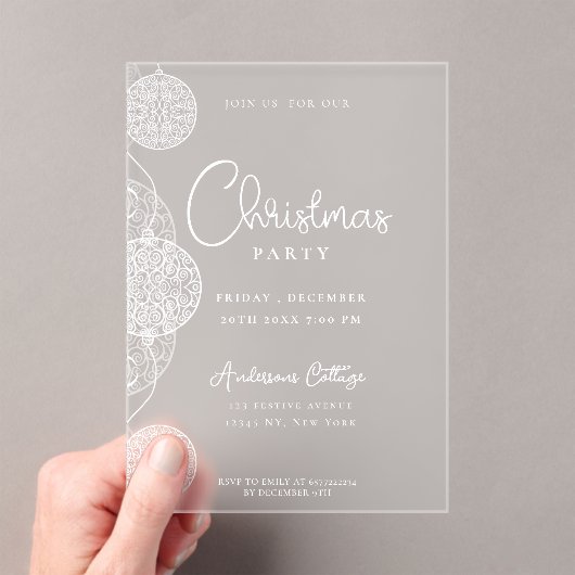 Einzigartiges Weihnachtsfest - Party magenta Acryleinladungen (Insitu (Handheld))