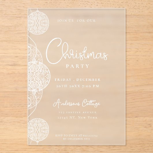 Einzigartiges Weihnachtsfest - Party magenta Acryleinladungen (Vorderseite)