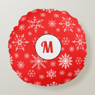 Einzigartiges Weihnachtsgeschenk für ihr Monogramm Rundes Kissen