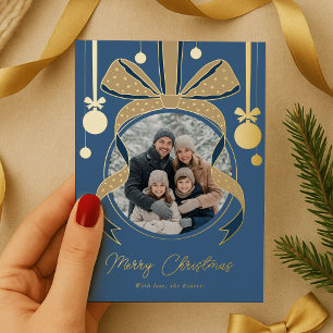 Einzigartiges Weihnachtsornament-Band-Schleifen-Fo Folien Feiertagskarte